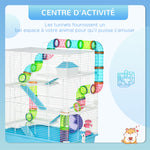 Grande cage pour hamsters cage pour rongeur 5 niveaux avec tunnels abreuvoir roue maisonnette échelles dim. 59L x 36l x 69H cm
