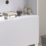 Bureau informatique avec étagères de rangement plateau rabattable 2 roulettes pour chambre salon 80 x 69 x 155 cm blanc