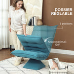 Fauteuil de sol paresseux fauteuil relax fauteuil salon design capitonné inclinaison dossier réglable pivotant 360°