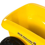 Porteur tracteur enfants avec coffre amovible, râteau et pelle, voiture enfants avec lumière LED et klaxon, jaune