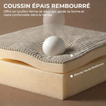 Fauteuil à Bascule, Rocking Chair en Velours Côtelé avec Dossier Haut et Accoudoirs, Pieds en Bois d'hévéa, Beige