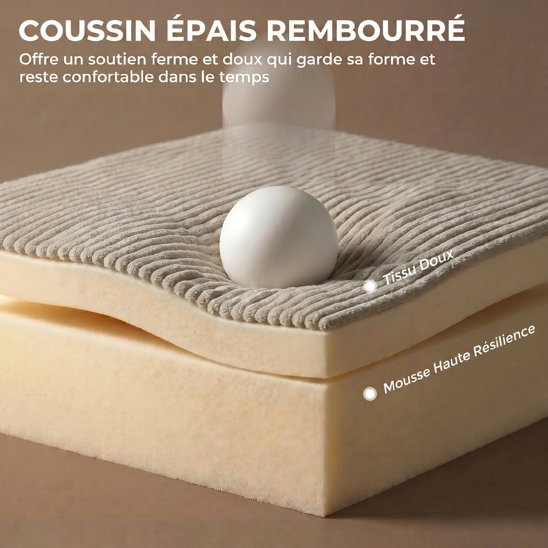 Fauteuil à Bascule, Rocking Chair en Velours Côtelé avec Dossier Haut et Accoudoirs, Pieds en Bois d'hévéa, Beige
