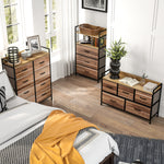 Meuble de Rangement commode 8 tiroirs en tissu amovibles, étagère supérieure et cadre acier 79L x 29l x 101H cm