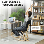 Siège assis genoux, tabouret ergonomique en bois à bascule avec dossier, chaise à genoux pour bureau à domicile, noir
