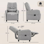 Fauteuil Inclinable de Massage par Vibration et Chauffage, Fauteuil de Relaxation en Tissu Éponge Bouclé, Gris