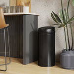 Poubelle cuisine automatique 42L acier inoxydable, poubelle à couvercle à fermeture en douceur, 30,5x30,5x68cm, noir