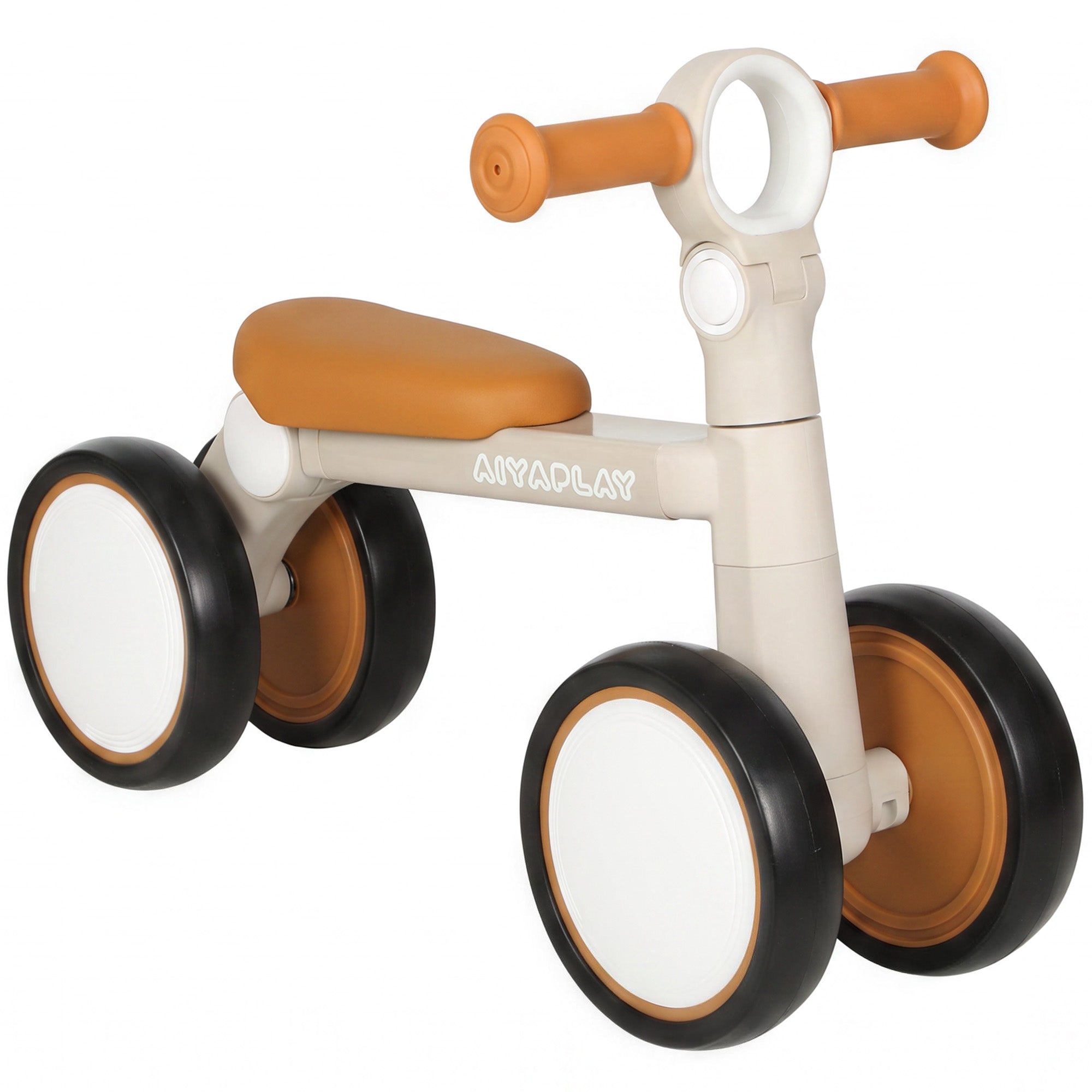Draisienne Bébé 1-2 Ans Pliable, Cadre Léger en Aluminium, Siège Guidon Réglables, Pneus Silencieux, 57x28,5x40cm, Crème