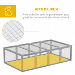Clapier cage à lapins extérieur intérieur 2 portes supérieures 181L x 100l x 48H cm bois massif gris
