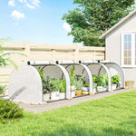 Mini serre de jardin serre à tomates 4 x 1 x 0,80 m acier PE anti-UV 4 portes avec zip enroulables blanc