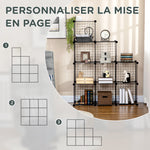 Étagère cube modulable DIY avec 9 compartiments en treillis métallique pour salon, chambre à coucher, noir