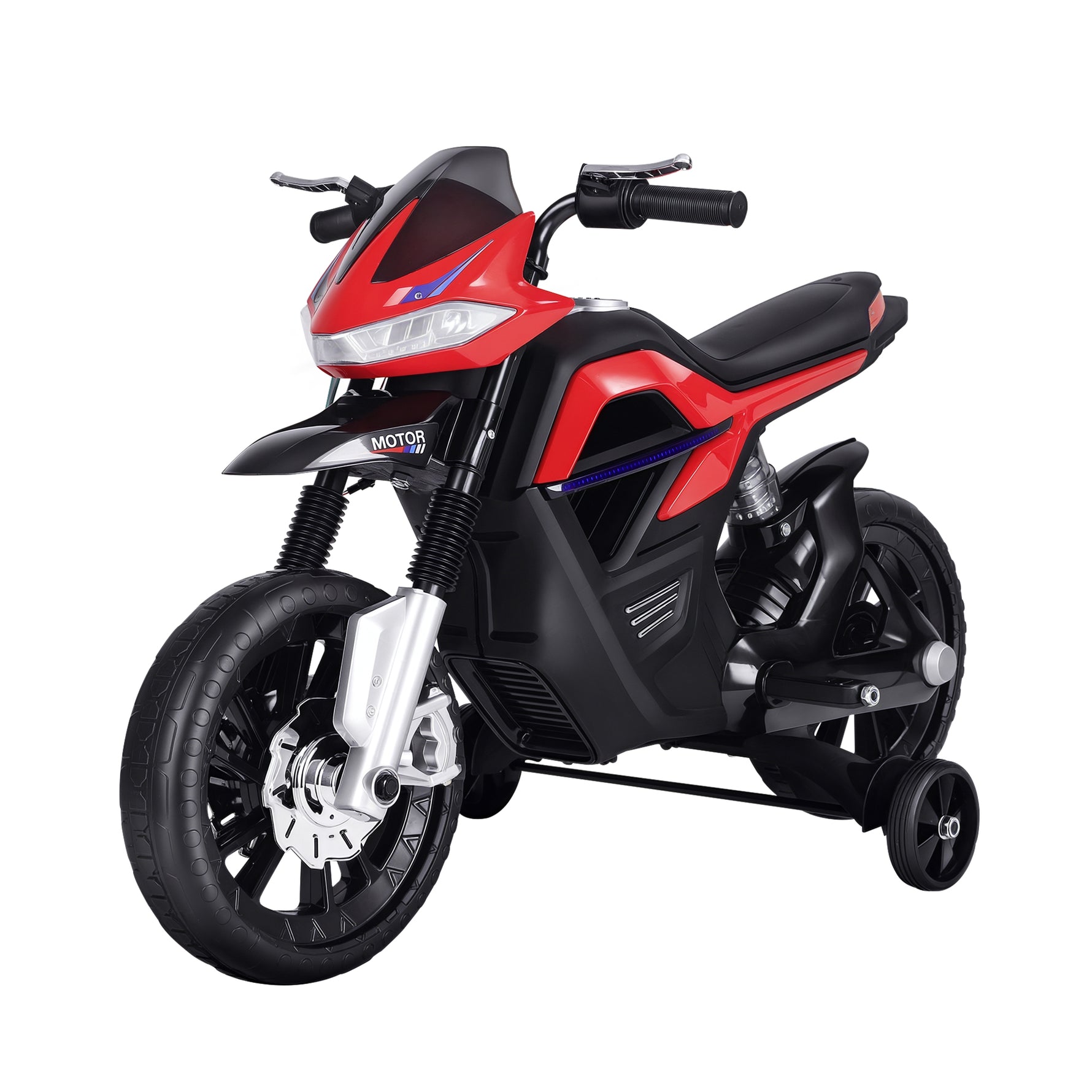 Moto électrique pour Enfants de 3-6 ans 25 W 6 V 3 Km/h Effets Lumineux et sonores roulettes Amovibles Charge max. 30 kg Rouge