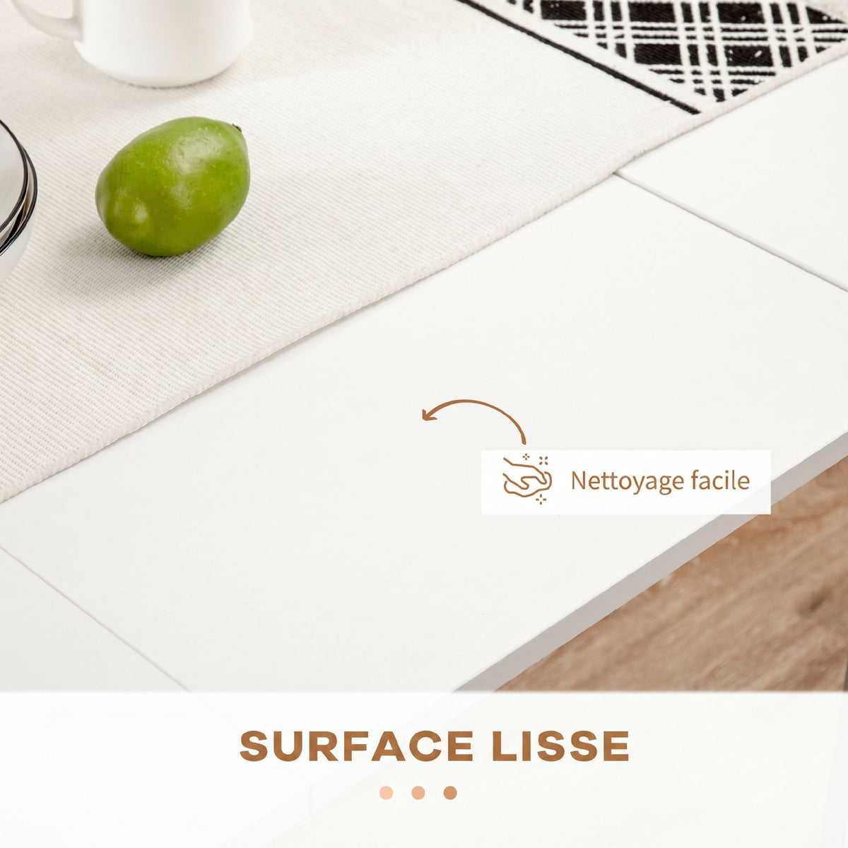 Table à manger pliante, table pliante cuisine extensible jusqu'à 6 personnes, pour petits espaces, salle à manger, blanc-5