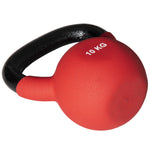 Kettlebell 10 kg en métal poids pour entraînements avec poignée antidérapante et fond plat 19x12x22cm rouge et noir
