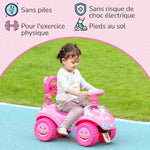 Voiture Porteur pour Enfants, Véhicule à Pousser avec Klaxon, Lumières, Musique, Volant, Rangement Sous le Siège, Rose
