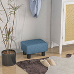 Pouf repose-pied tabouret bas en tissu de lin capacité de charge 110 Kg 40 x 30 x 24 cm bleu foncé