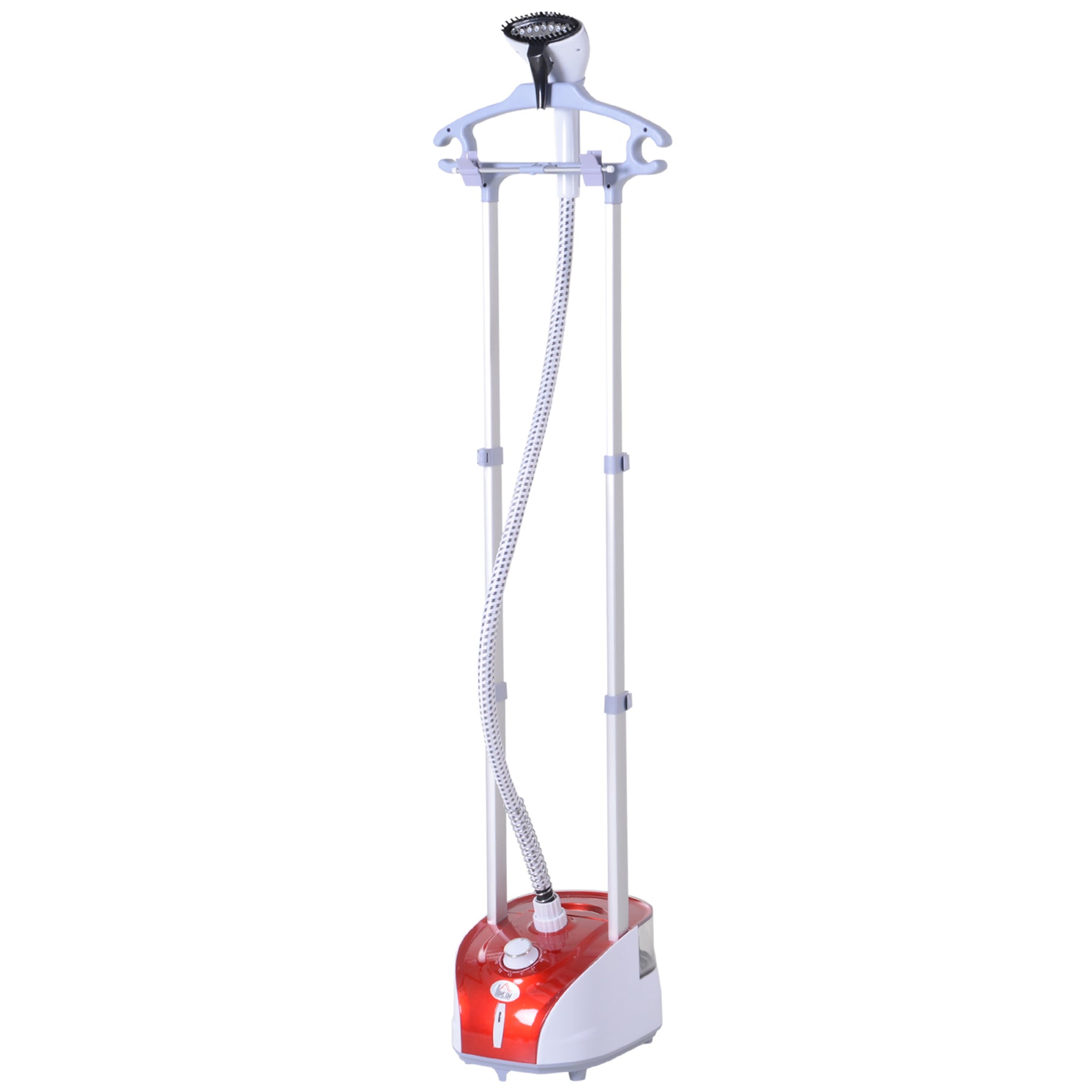 Défroisseur vapeur vertical 1950 W 32g/min, réservoir d'eau de 2 litres, tige télescopique, fer vertical autonomie 45min, 11 températures réglables, prêt en 38s, planche et cintre fournis rouge