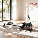 Rameur à eau, rameur musculation d'appartement réservoir ajustable 6-11L écran LCD support de tablette 170x46x77cm noir