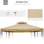 Toile de rechange pour pavillon tonnelle tente 3 x 4 m polyester haute densité 180 g/m² beige