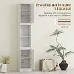 Meuble colonne salle de bain, meuble de rangement avec 2 portes, 2 compartiments ouverts, , 30 x 24 x 170 cm, blanc