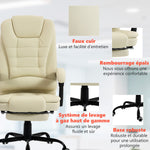 Fauteuil de bureau massant, chaise de bureau avec hauteur réglable, dossier inclinable et télécommande filaire, beige