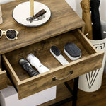 Table Console Table d'appoint d'entrée Industriel dim. 100L x 35l x 76H cm avec 2 tiroirs et 1 plateau Aspect Bois