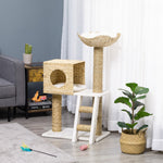 Krabpaal krabmeubel voor katten hoogte 100,5 cm met kussens en ladder activiteitencentrum sisalpalen
