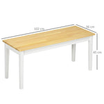 Banc en bois pour 2 personnes bicolore assise naturelle et piètement blanc 102 x 36 x 45 cm
