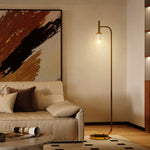 Lampadaire sur pied salon lampe sur pied avec abat-jour en verre texturé interrupteur à pied 29 x 25 x 152 cm métal or