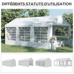 Gazebo da giardino 3 x 6 m tendone per ricevimenti con 4 pareti 3 finestre su ogni lato gazebo per feste matrimonio bianco