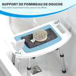Tabouret de douche pour personnes âgées et handicapées hauteur réglable patins antidérapants support de pomme de douche