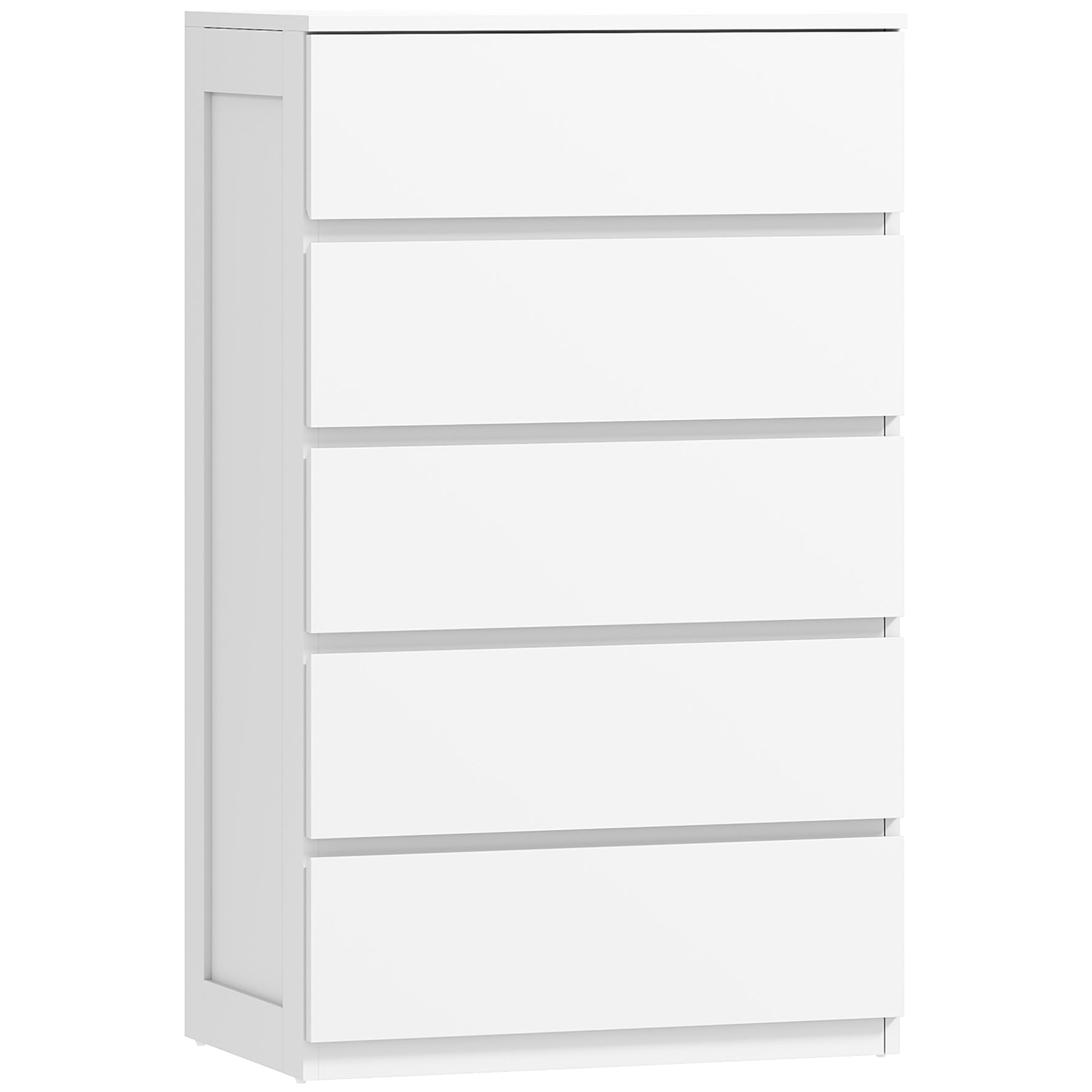 Commode 5 tiroirs meuble de rangement sans poignées design minimaliste 60 x 39 x 100 cm blanc