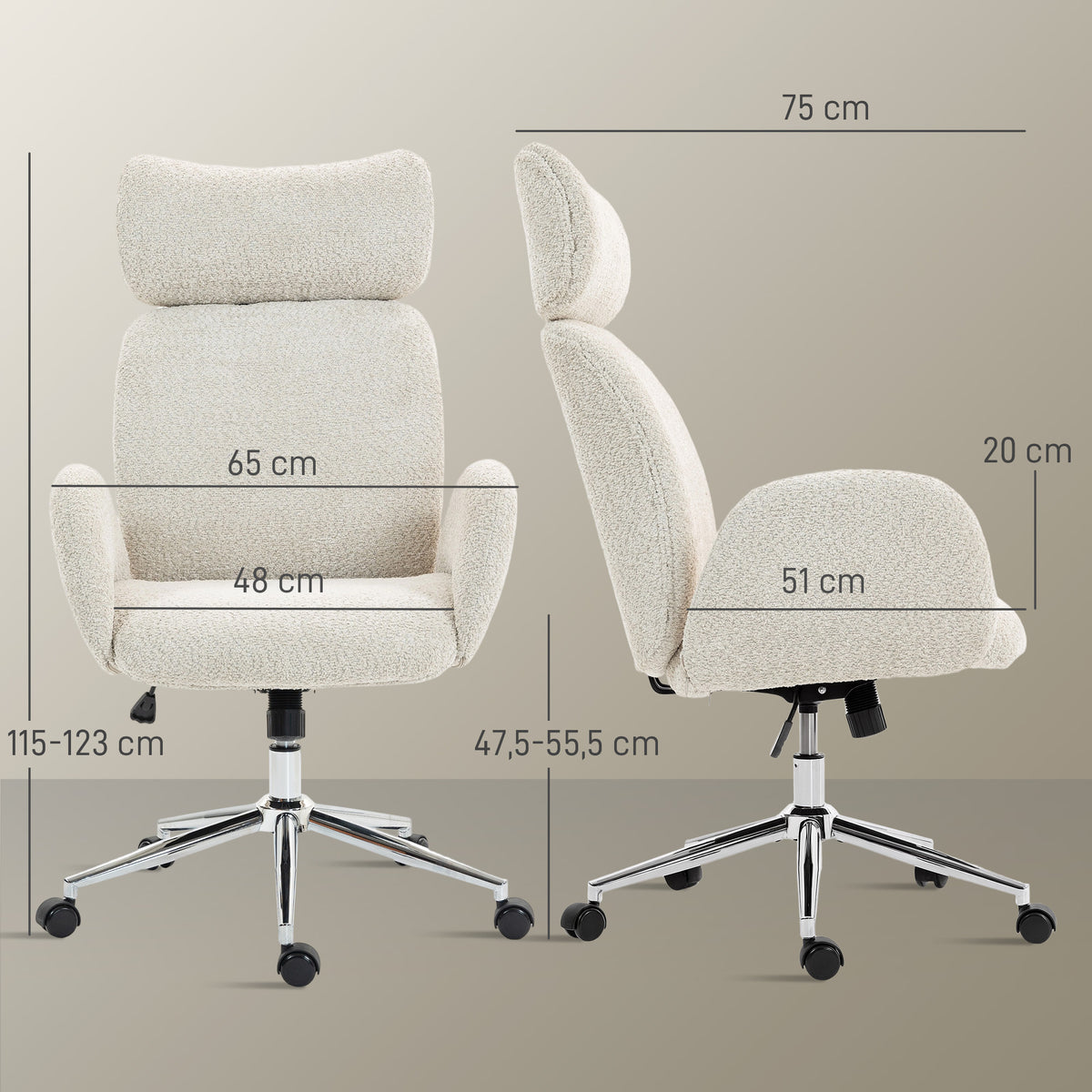 Chaise bureau ergonomique, fauteuil de bureau pivotant, hauteur réglable, appui-tête réglable, fonction bascule, gris