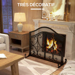Grille de protection pour cheminée panneau unique en maille d'acier 105 x 40 x 80,5 cm noir