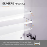 Armoire murale salle de bain avec miroir 70 x 60 cm avec étagère réglable, miroir salle de bain avec rangement, blanc