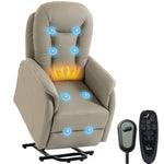Fauteuil Releveur Électrique Massage Vibration et Chaleur, Fauteuil Relax Électrique en PU, Dossier Inclinable, Gris