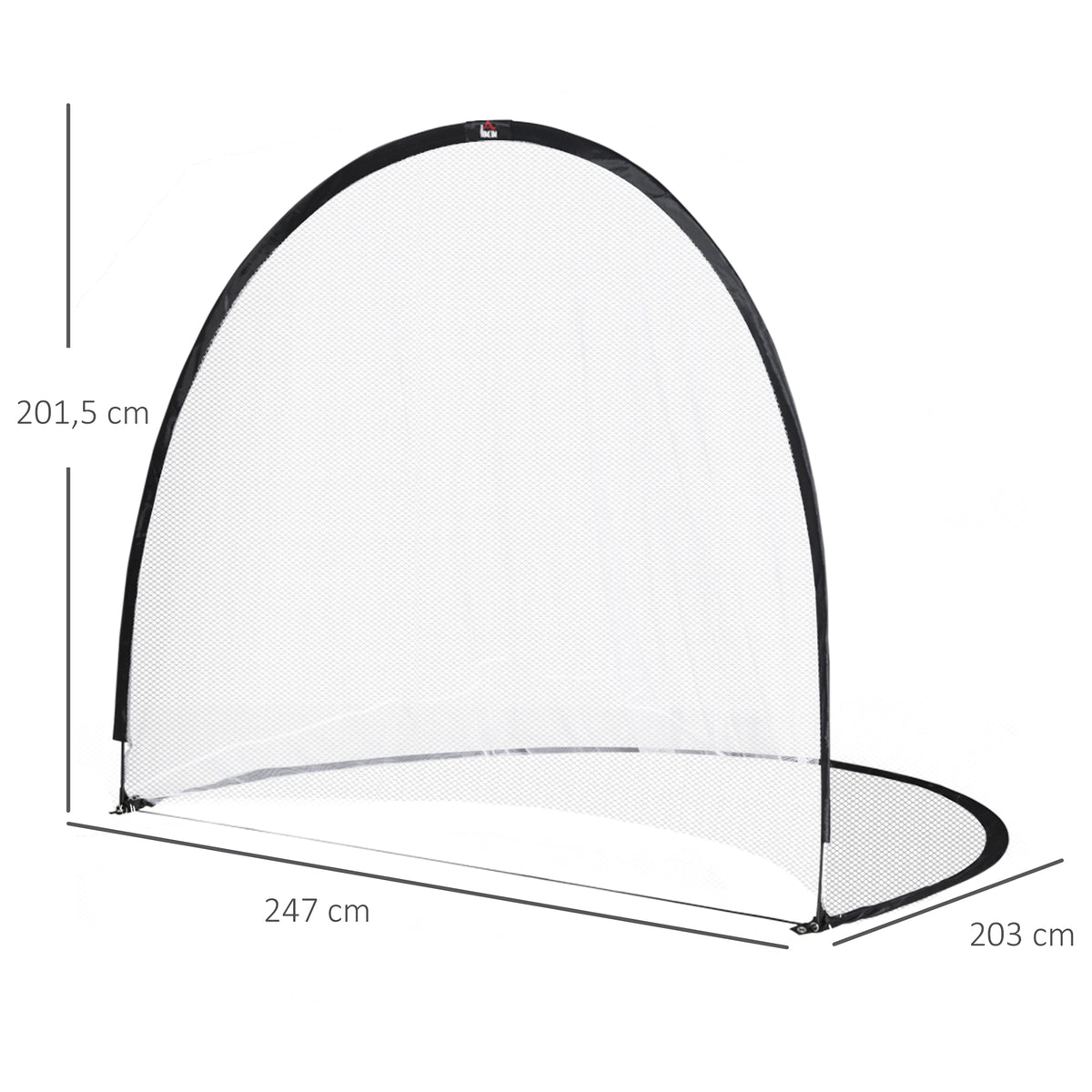Cage de Football système Pop Up avec sac de transport et piquets de fixation dim. 247L x 203l x 201,5H cm noir et blanc