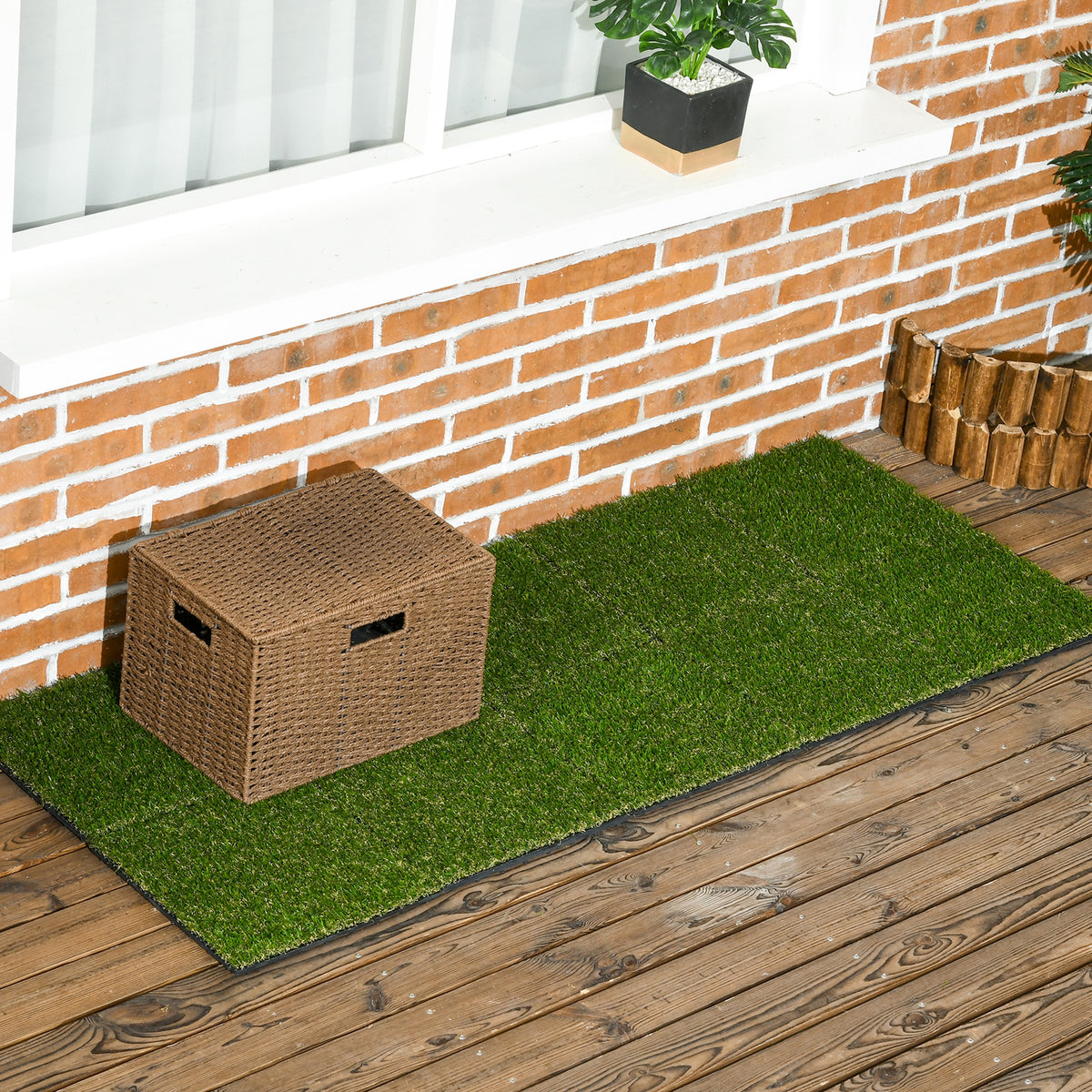 Gazon synthétique Artificiel Set de 10 Dalles Carreaux 30 x 30 cm épaisseur Confort 3 cm à emboîter Vert