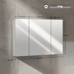 Armoire murale de salle de bain avec 3 portes miroir et étagères réglables en MDF Gris dim. 90L x 15l x 60H cm
