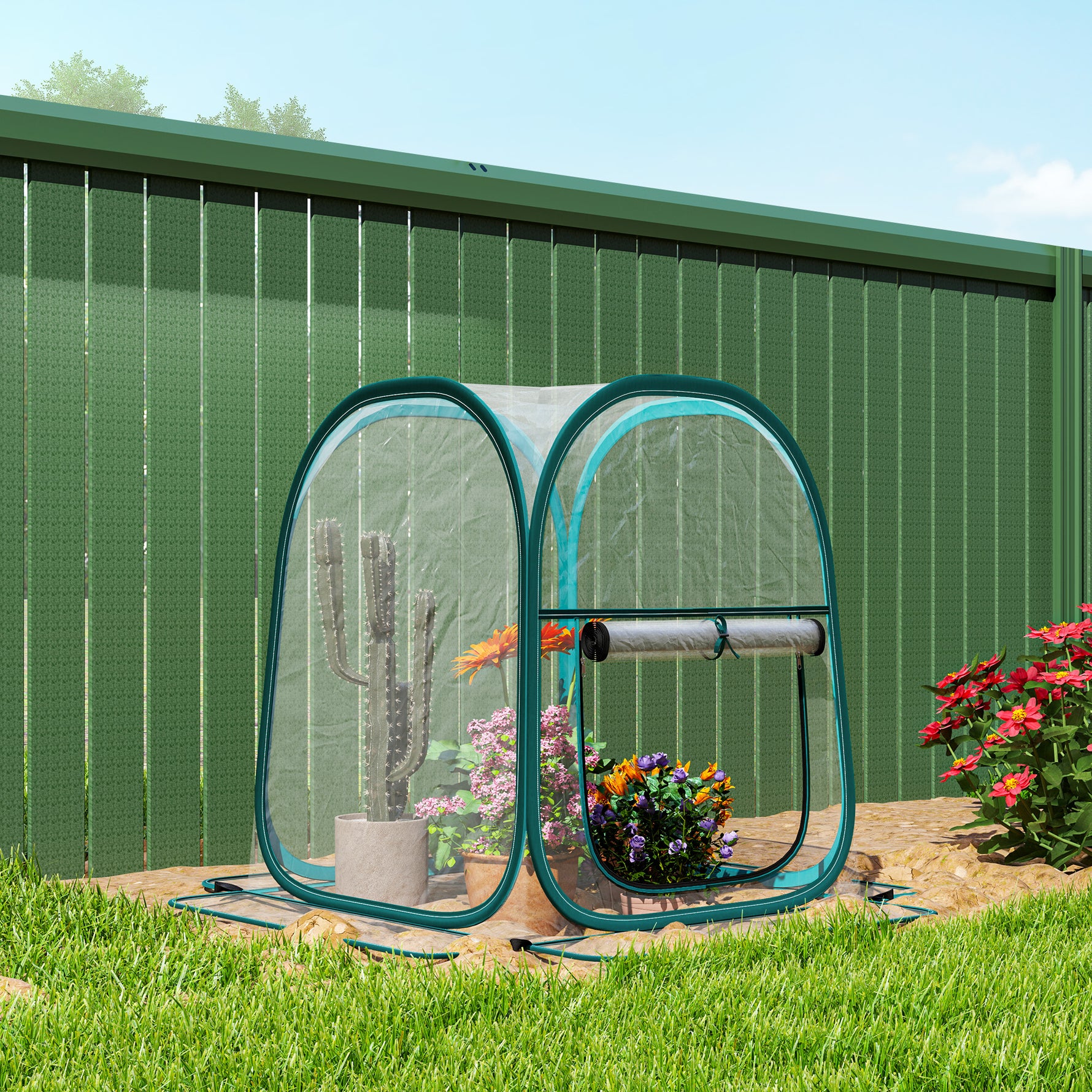 Mini serre de jardin, mini pop up serre en PVC transparent, pour intérieur ou extérieur, pour légume, 70 x 70 x 80 cm