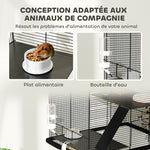 Cage hamster cage rongeur 3 étages avec roulettes plate-forme et échelle en fil d'acier 57 x 43 x 74 cm noir