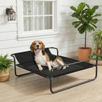 Lettino rialzato per cani e animali domestici con poggiatesta in tessuto microforato 106 x 81 x 33 cm nero