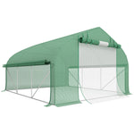 Serre de jardin tunnel 10,4 m² serre de jardin anti-UV porte zippée enroulable fenêtres maille 350 x 300 x 200 cm vert