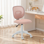 Chaise de Bureau Ergonomique sans Accoudoirs, Fauteuil de Bureau en Maille, Hauteur Réglable, Rose