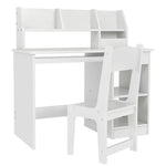 Bureau enfant avec chaise ergonomique avec clavier coulissant tiroir niches et étagères ouvertes 90 x 45 x 90 cm blanc