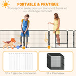 Parc enclos modulable acier époxy porte verrouillable pour chiens petits animaux intérieur et extérieur 80 x 80 cm gris