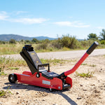 Gato Hidráulico Gato de Rodillos 2,5 Toneladas de Perfil Bajo para Coche Elevación 85-380mm Placa de Goma 90x22x38cm Rojo