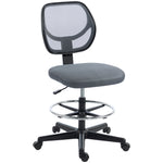 Chaise bureau ergonomique, fauteuil de bureau avec repose-pieds, chaise à dessin en maille, hauteur réglable, gris foncé