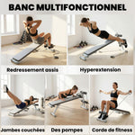 Banc de Musculation Multifonction, Banc Plat Réglable avec Siège à 3 Niveaux, 141 x 52 x 54-71 cm, Bleu et Blanc