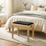 Banc de Piano, Tabouret Piano Réglable en Hauteur 45-56 cm, Banc de Clavier, Siège Rembourré en Velours, Bois Naturel