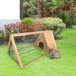 Clapier triangulaire de sol enclos extérieur niche double porte convient aux lapins poules tortue terrestre dim. 116L x 62,2l x 52,5H cm bois massif pin